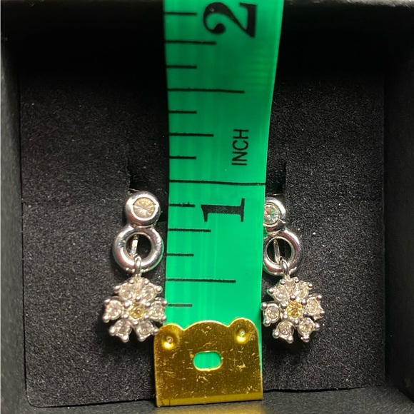 Christian Dior Silver Tone Clear Crystal Circle Dangle Clip On - Picture 4 of 4